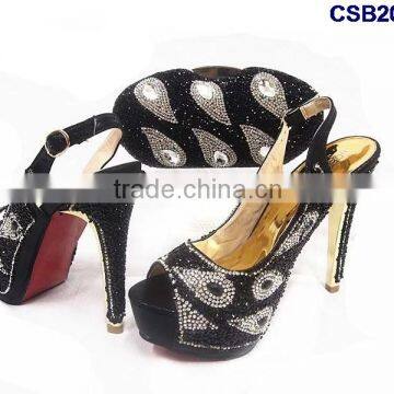 CSB2083 2016 No.1 Sale New Fashion New Design Italian Style High Heel Shoes Bag With Rhinestone for Matching Cinderella Dress photo-2
