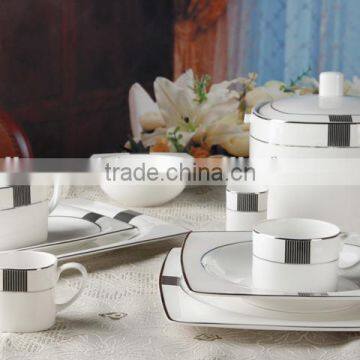 square shape eco-friendly new bone china plate coffee set