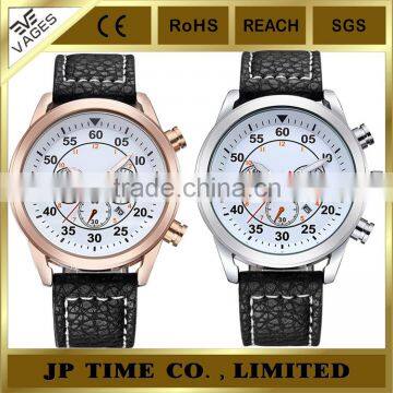 Fashion Men Military Stainless Steel Luxury Leather Date supporter quartz watch