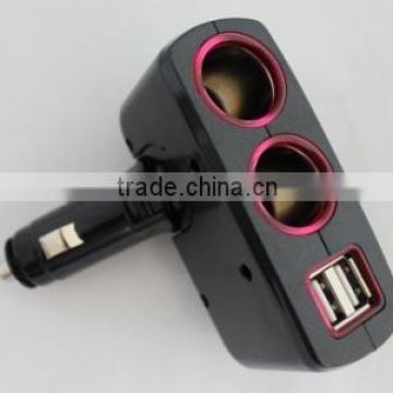 2 way cigarette lighter with 2 USB for car