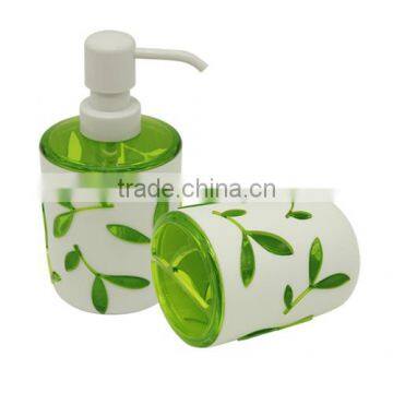 green plastic hand soap dispenser with spary pump