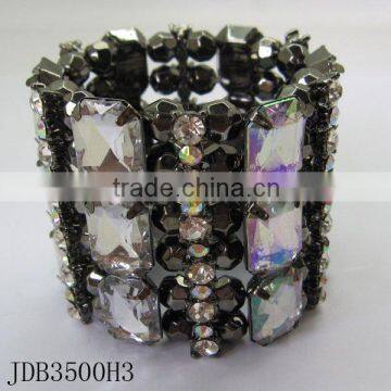Rainbow acrylic stone stretch cuff bracelet
