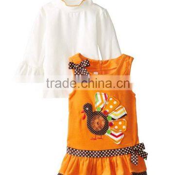 (CS804#) OEM Children halloween clothes winter chicken dress t shirt pcs set spring outfit for baby girls