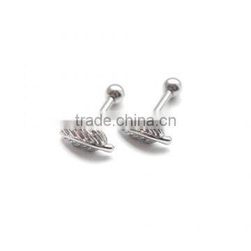 Steel Tragus Helix Bar With Feather Design Cartilage Barbell