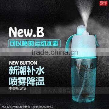 Eco Plastic sport cold water drinking bottles for spray and drink