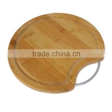 Round bamboo cutting board with handles with handle Drip Groove