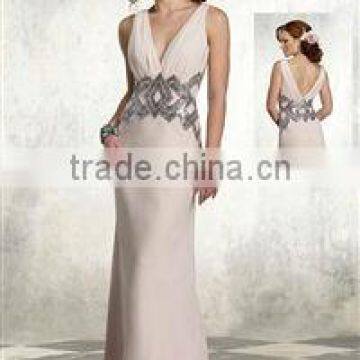 Empire Deep V-neck Beaded Pink Bridal Mother Dress XYY-wy021-13