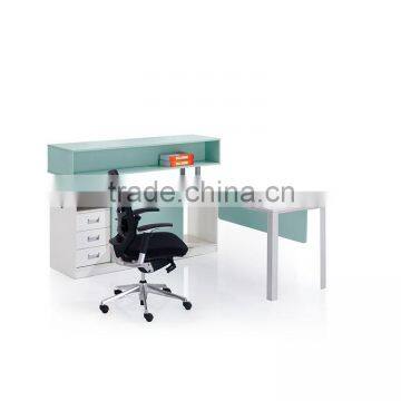 Simple White Modern Melamine Office Desk Office Table with Bookcase