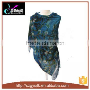 wholesales fashion flowers pattern silk velvet shawl