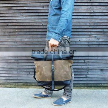 Custom high quality waxed canvas leather bag messenger bag                        
                                                Quality Choice
