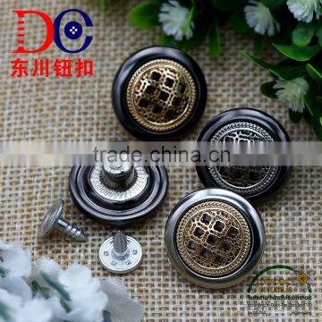 Fashion Button Rubber Core Denim Metal Jeans Button Shank Button With Pierced and Grid Logo photo-3