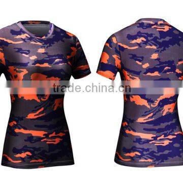Bulk Buy Clothing Women's Camouflage Clothing Compression Sports t Shirt Stretch Polyester & Spandex Dry Fit T-shirt