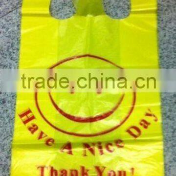 Smile degradable (HDPE+D2W) t shirt type plastic shopping bag