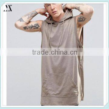 2016 Wholesamle Man Hoodie Long Line Sleeveless Hoodie