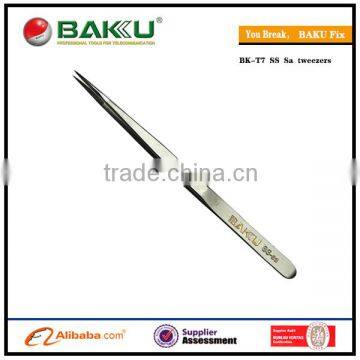 2015 NEW BAKU Long Cell phone repair Curved Tips Stainless Steel Slant Electric Eyebrow Superfine Pointed T7 tweezer