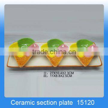 Decorative ice cream shaped ceramic section plate with big tray