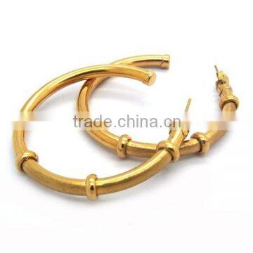 Charming round wire empty hollow stainless steel round wire pictures of gold earrings wholesale (LE2200)