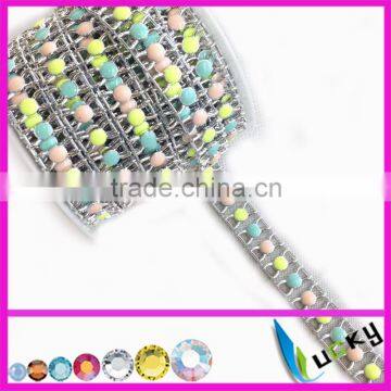 artificial colored rhinestone trimming bicycle plastic chain with crystal in roll for clothes ,Shoes,handbag,Bracelet decoration