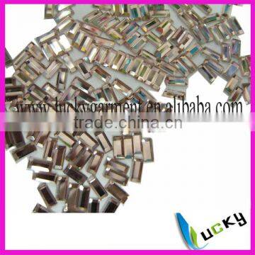 mirror glass flat back crystal rectangle shape 3X7mm light peach