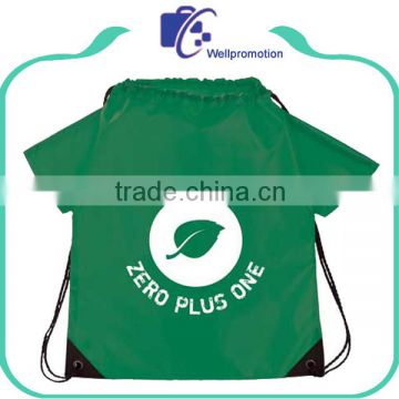 210D polyester sport drawstring bag custom with two pockets