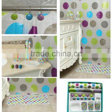 circle pattern plastic bathroom accessories sets