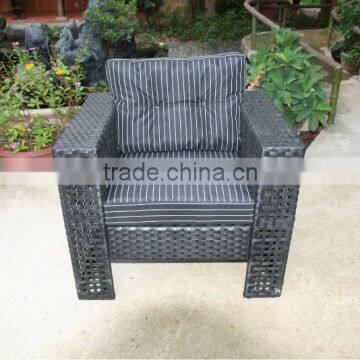 KD SINGLE SOFA SET with Nice Open Weaving Style Poly Rattan Sofa Set in 14mm Black Flat wicker