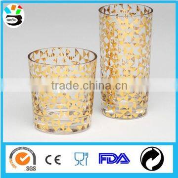 metallic gold design drinking glass set