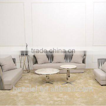 Glass Top Stainless Steel Marble Tea Table Series Marble Living Table