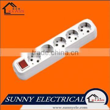 European style 5 gang electrical power extension socket with neon