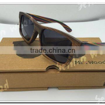 Mr.Wood Newest Design Colorful Temple Wooden Sunglass With Spring Hinge