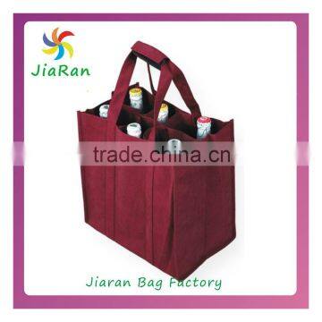 6 bottle non-woven wine tote bag for supermarket