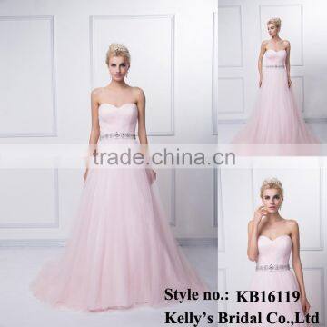 New arrival product custom made 2015 hot selling A-line pink sweatheart tulle elegant anti-wrinkle evening dress/wear