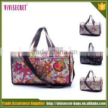 China manufacturer supply ladies handbags nylon fabric flower travel shoulder bags