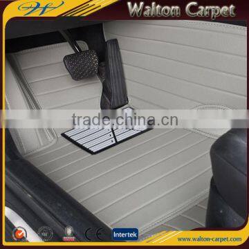 Beige non-toxic rib custom durable anti slip leather car mat