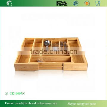 100% Natural Bamboo Expandable Organizer Tray