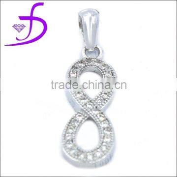 Zircon pendant arabic numeral shape silver pendant micro pave setting