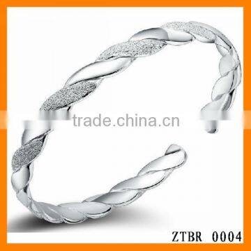 Fashion Silver Plated Scrub Interweave Opening Bangle