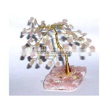 Rose Quartz Gem-Tree With Stone