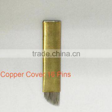 Copper Curved Blade 16 Pin Permanent Makeup Needles 3D Eyebrow Embroidery Manual Tattoo Pen Machine Microblading