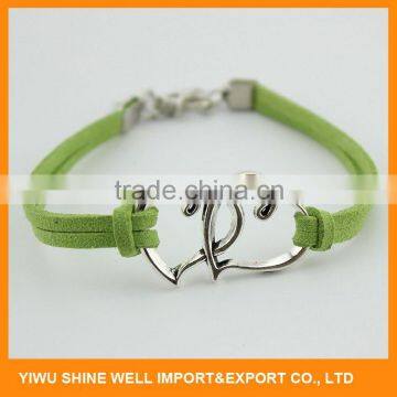 Top fashion OEM quality transparent beads leather bracelet with good offer