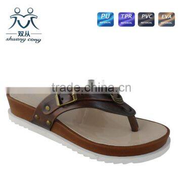 Colorful Hot Sale High Heel Flip Flop PU Casual Slipper and Shoes for Women