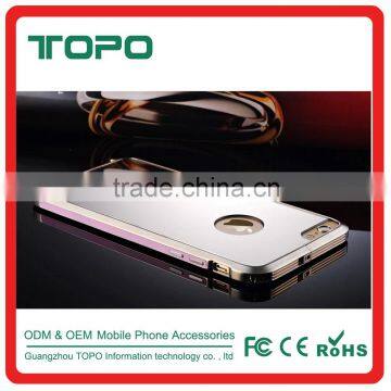 Luxury Ultra-thin Aluminum Metal Bumper Frame Bulk Cell Phone Case with Mirror back Cover For iPhone 5 5s 6 6s plus