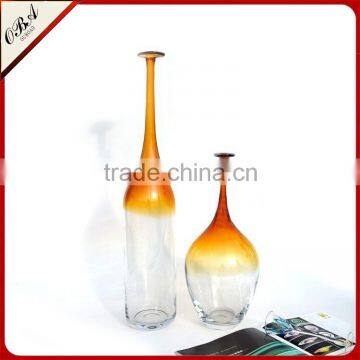 Cheap Handmade Tall Glass Art Vase Ornaments Green & Amber Glass Crafts Home Furnishing Accessories