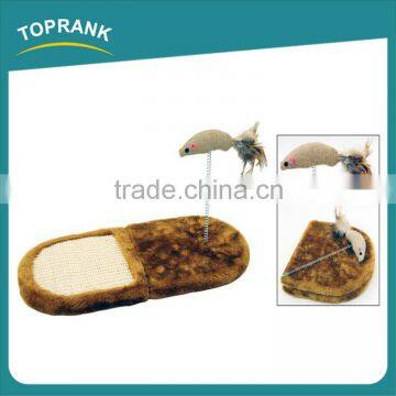 Hot sale kitten toy folding plush sisal cat scratch board with mouse