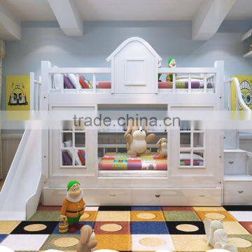 Factory Price Colourful Wood Children Bunk Bed With Slide