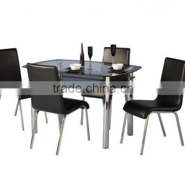 4 Seater Dining Set Black Glass Dining Table and Chrome Chairs