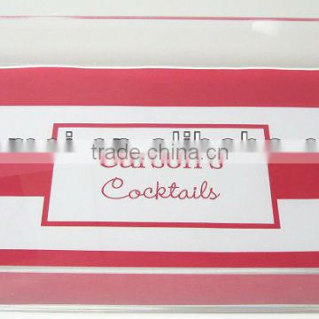 acrylic square buffet trays insert paper with handles