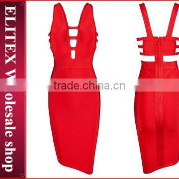 2015 Wholesale sexy red bandage dress high-quality hollow out