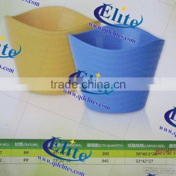 blue yellow purple plastic plant flower pot