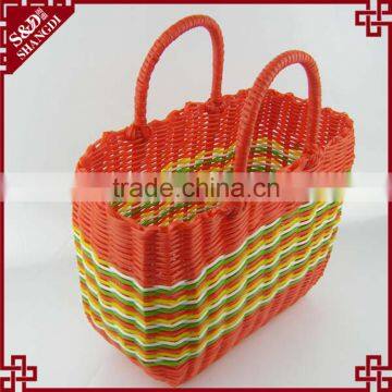 100% Handcrafted Shopping Used Hand Basket Plastic Woven Basket photo-4